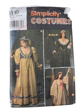 90s Simplicity 8192 Sewing Pattern Size 10-14 Medieval Renaissance Costume UNCUT